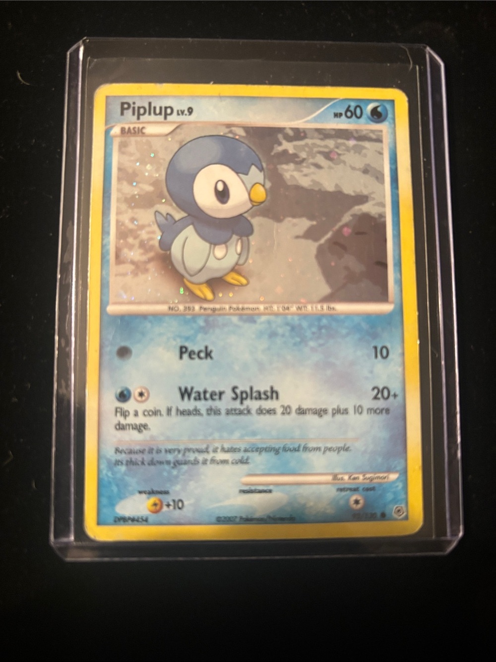 Diamond Pearl Cosmo holo Pokemon Piplup Trading Card - Blue, Yellow
